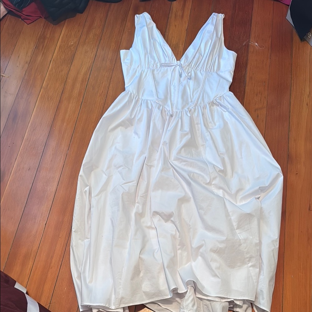 House of CB White Pleated High Low Sundress